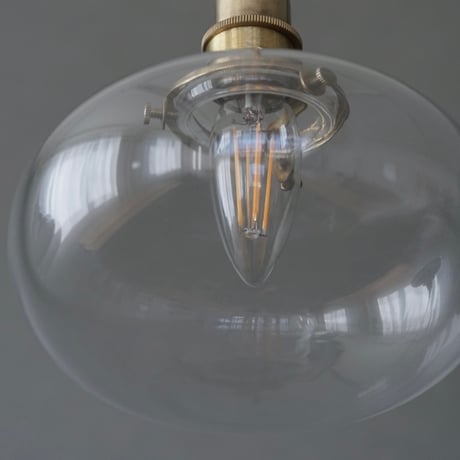 OVAL GRASS PENDANT LIGHT SET / ミニガラスシェード オーバル + 真鍮灯具 E17 シーリングカバー付き / コード長さ 60cm / clear , white
