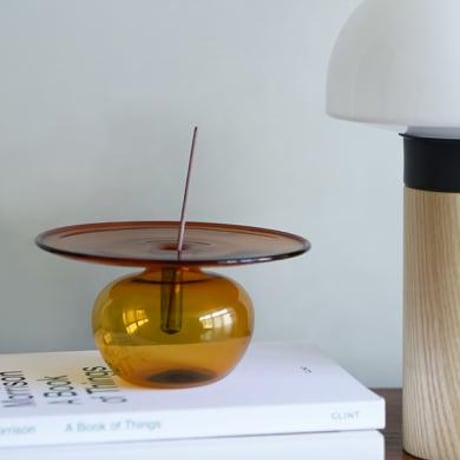 GRASS VASE INCENSE 'N' FLOWER / インセンスホルダーとフラワーベース。ふたつの役割を持つアイテムガラスベース / Clear , Green , Gray , Umber