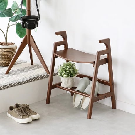 Arm Bench crest / コンパクトで場所をとらない機能性のあるシンプルなベンチチェア / natural , brown