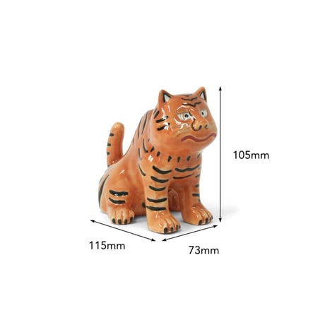 TIBETAN TIGER OBJECT / 個性ある佇まいで部屋にアクセントご利益も添えるチベタンタイガー / YELLOW , WHITE