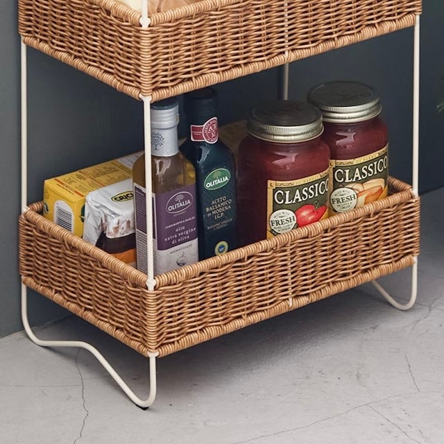 は*し様 ラタン　３段ラック ナチュラルな風合い PPラタンで編まれた3段ラック / BASKET RACK