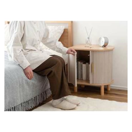ARCH CABINET / 端正な佇まいのリブデザイン スライド式収納キャビネット / BEIGE , GRAY