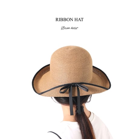 RIBBON HAT / リボンスタイルが可愛い折り畳み可能なペーパーブレードハット / ナチュラル , ベージュ / ハット
