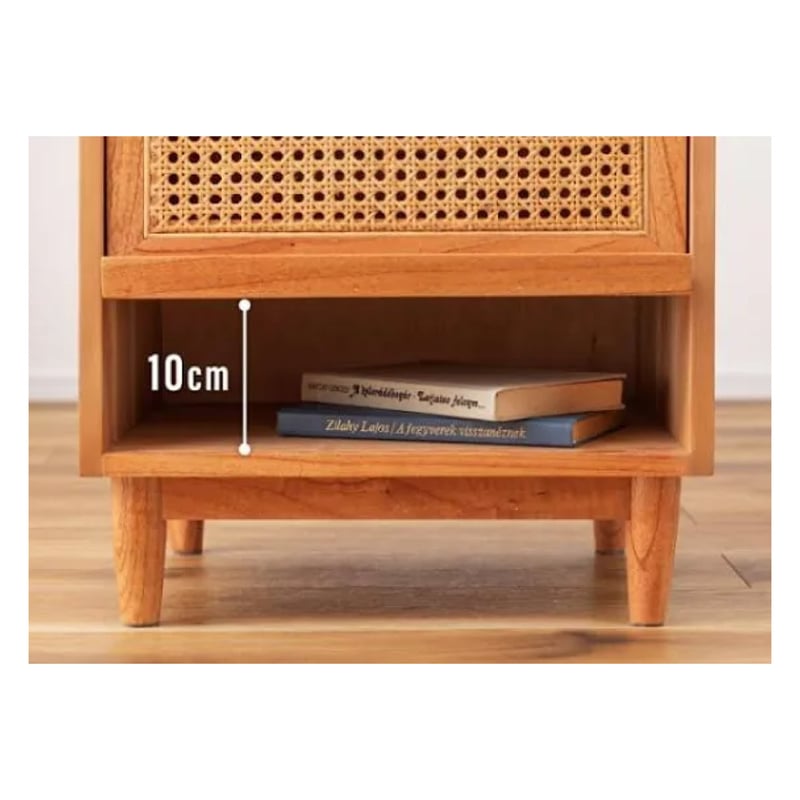 WOOD × RATTAN NIGHT TABLE / ナチュラルなスタイルのかごめ編みラタン
