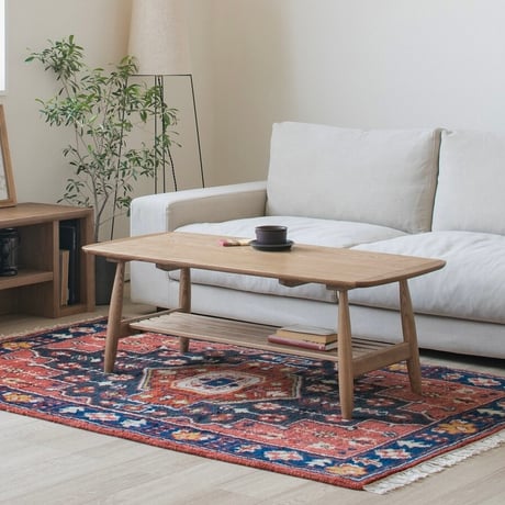 LIVING TABLE / 北欧デザイン / タモ無垢材の美しく涼やかで清潔感を漂わせる木目のリビングテーブル /