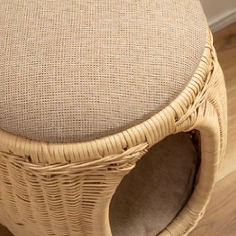 STOOL for PET HOUSE / ペットスツール /ラタン/ 座面取り外し可 / 内クッション取り外し可