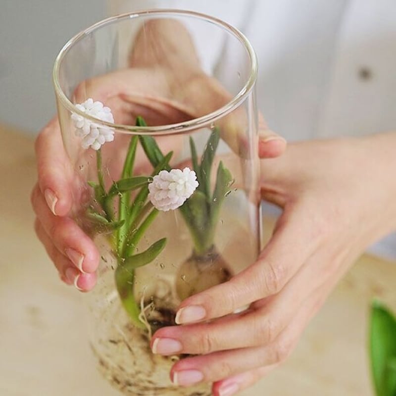深海の輝き 工芸硝子 花びん ガラスアート 金箔入りフラワー