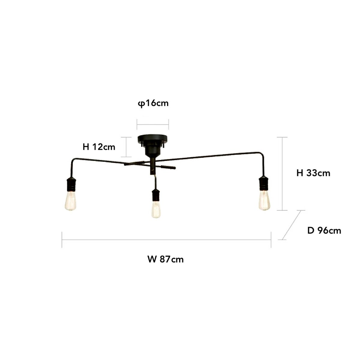 NAROST ナロスト 3灯シーリングライト（電球なし) CEILING LIGHT