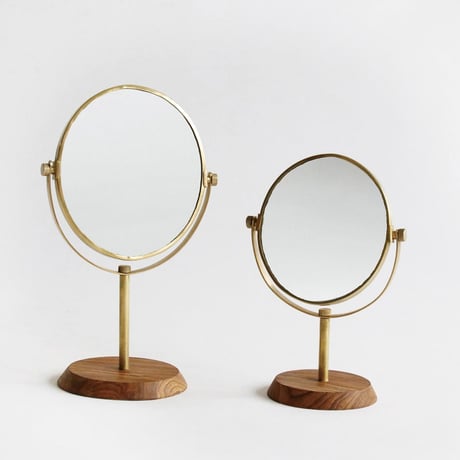 BRASS 'N' WOOD DESKTOP MIRROR / 真鍮と天然木の洗練されたスタンドミラー / Sサイズ , Lサイズ