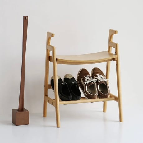 Arm Bench crest / コンパクトで場所をとらない機能性のあるシンプルなベンチチェア / natural , brown