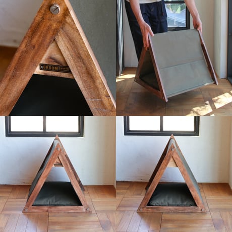 CAT TRIANGLE TENT / 三角形のデザインが印象的なテント型ねこベッド / BY THE AROROG / GROOM