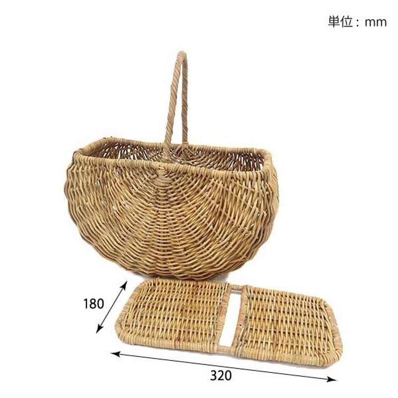 ラタンの温もりを感じるフタ付きワンハンドルバスケット / L