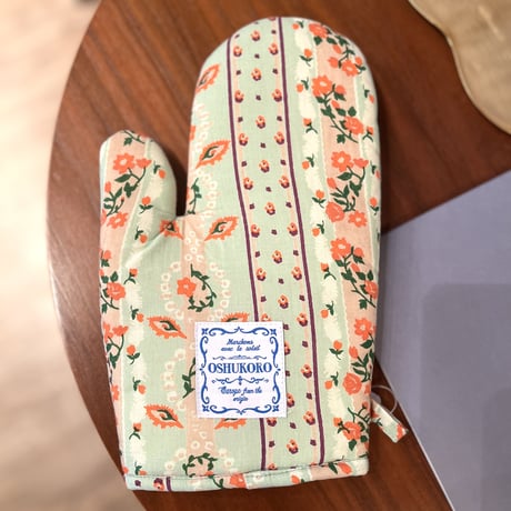 フランスの伝統柄のお花柄モチーフのレトロでカラフルなスフレミトン / ミントグリーン / キッチン