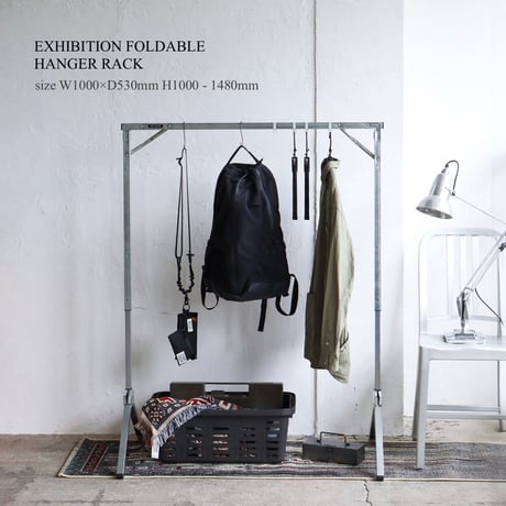 EXHIBITION FOLDABLE HANGER RACK / ハンガーラック / 洋服ハンガー  / プランツハンガー  / サイズ  約W1000×D530mm +3段階の高さ調節可能