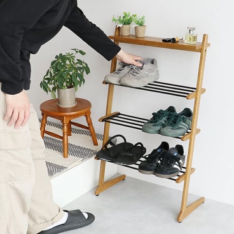 OAK × STEEL SHOES RACK / シンプルでモダンなマルチラック / シューズラック / 観葉植物