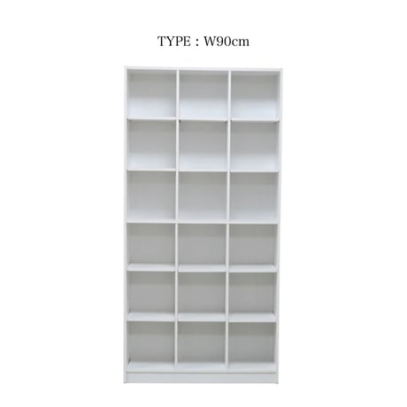 BOOK SHELF / ディスプレイラック /  W90cm , W120cm /うっすらと木目のホワイトラック / 書棚 本棚 / 棚 ラック / シェルフ