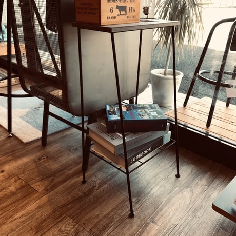 IRON×PINE WOOD RACK  BK / SLANT HIGH RACK / ラック / サイドテーブル / 収納棚 / 小物収納  サイズ : W33×D24.5×H60cm