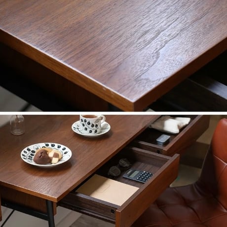 American walnut × steel desk / シンプルで使い勝手の良いおしゃれなデスク/  DESK 天板 ウォールナットブラウン色 / レッグ スチール ブラック / anthem