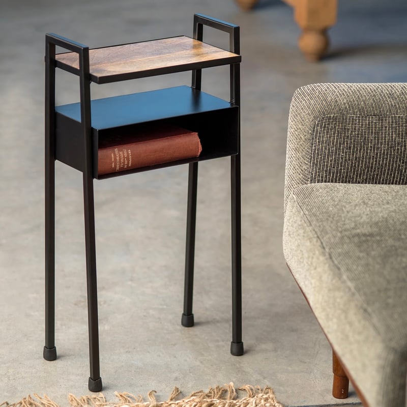 IRON × WOOD SIDE TABLE / シンプルでスタイリッシュなサイドテーブル /