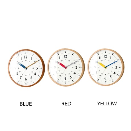 WOOD CLOCK  電波時計 / BLUE , YELLOW , RED / Storuman / サイズ : φ30 x D4.5cm  / 掛け時計 / 壁掛け時計