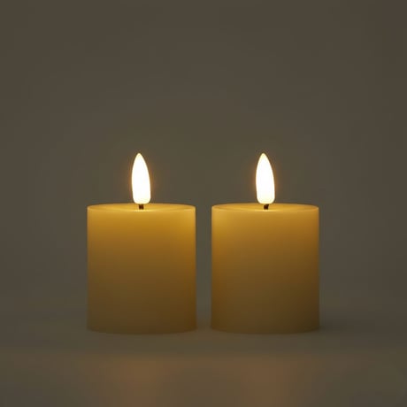 ACACIA WOOD CANDLE HOLDER + LED CANDLE / キャンドル ボーティブ 2個付き