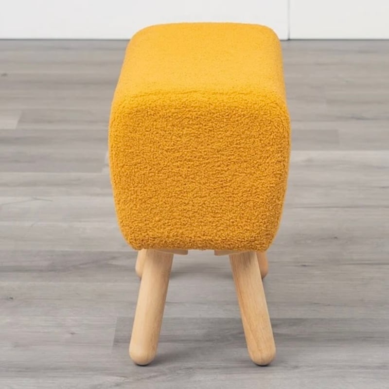 柔らかなボア素材が可愛いベンチ / 無垢材スツール / BOA BENCH