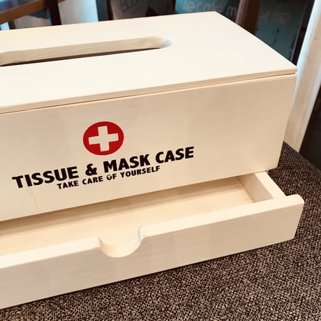 TISSUE BOX / ティッシュ+マスクボックス WHITE  / WOOD