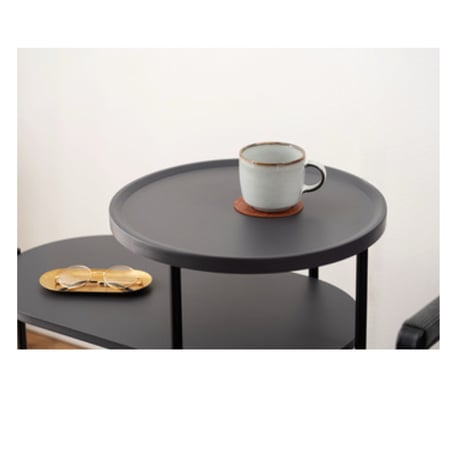 DESIGN SIDE TABLE / ディテールにこだわったラウンド天板のサイドテーブル / BEIGE , DARK GRAY