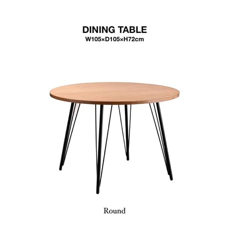 ROUND TABLE / ナチュラルな天板とアイアンのダイニングテーブル / ラウンドテーブル / ダイニングテーブル / 円形テーブル / ソフトヴィンテージテイスト
