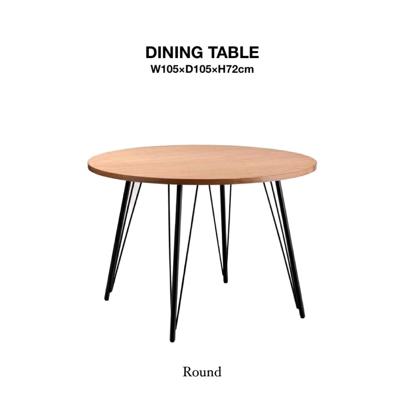 ROUND TABLE / ナチュラルな天板とアイアンのダイニングテーブル