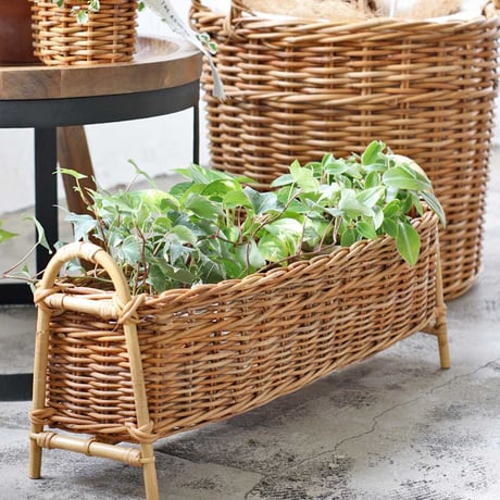 RATTAN PLANTER STAND LONG / ナチュラルにお部屋を演出 丈夫なラタンのプランタースタンド