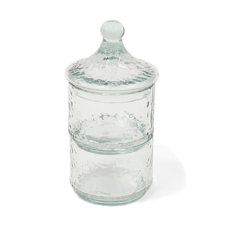 ガラスのゆらぎが美しいテクスチャー入りガラスの2段キャニスター / Scenery vase / シナリーベース / シナリーリサイクルガラス キャニスター / アクセサリー収納