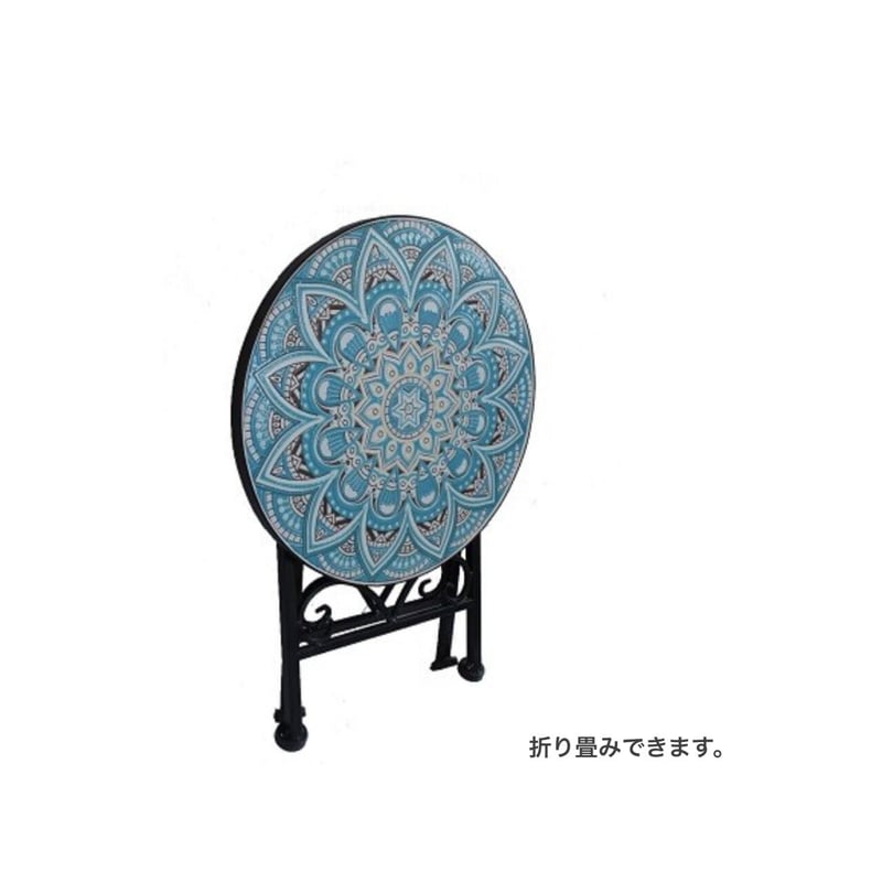 IRON ROUND TABLE / タイル天板 / テーブル / 折りたたみ式 / サイドテ