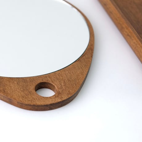 Round mirror 'n' tray / ウッドトレイが付いた卓上ミラー / ラウンド / スタンドミラー