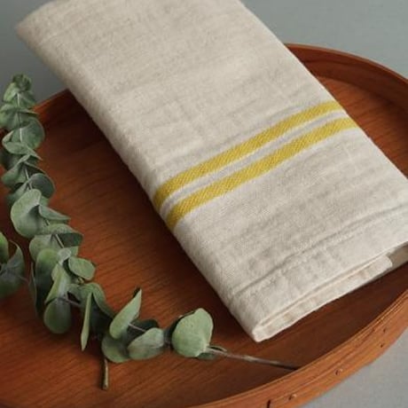 natural linen face towel by AXCIS / ナチュラルリネン フェイスタオル 3枚入り / イエロー, グレー / 日本製 / 3pak
