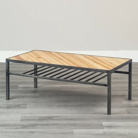 IRON×WOOD CENTER TABLE / リビングテーブル / センターテーブル / テーブル / アイアン , 天然木 天板 / サイズ W1050×D550×H390mm