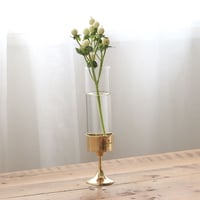 BRASS CANDLE STAND FLOWER VASE / 真鍮スタンドのフラワーベース / S , L サイズ / ガラスのフラワーベース / 花瓶 / ガラスベース