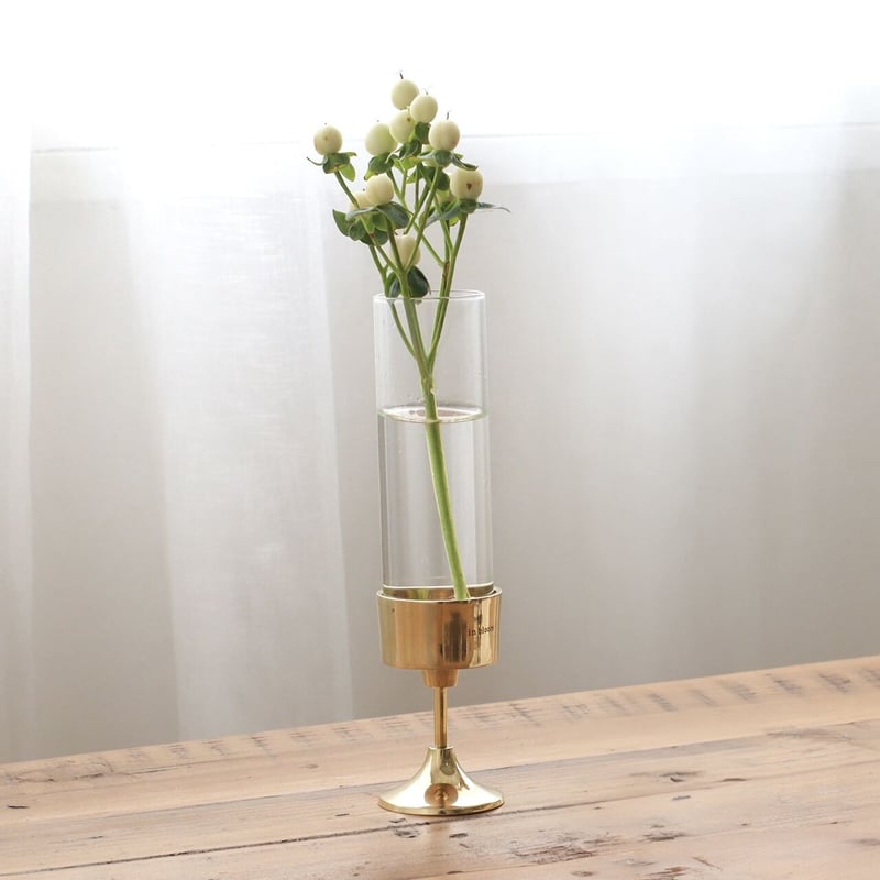 BRASS CANDLE STAND FLOWER VASE / 真鍮スタンドのフラワーベース