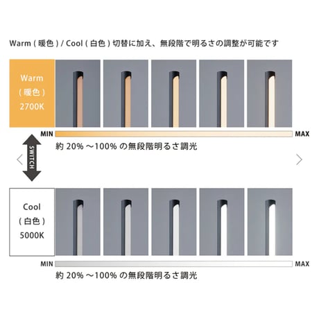 vision LED-long wall lamp / 縦に横に斜めに お好みに応じた角度で自在に取り付け可能なLED内蔵照明 / ウォールランプ