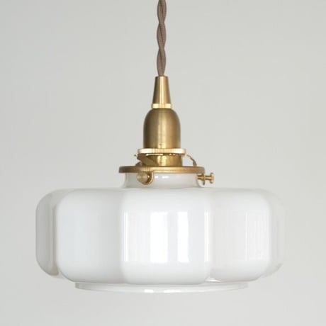 アーロットガラス ペンダントライト / E17 / ガラスシェードM （ WHITE , CLEAR ）真鍮灯具60cm , 100cm / シーリングカバー付き / LED電球対応 ※電球なし