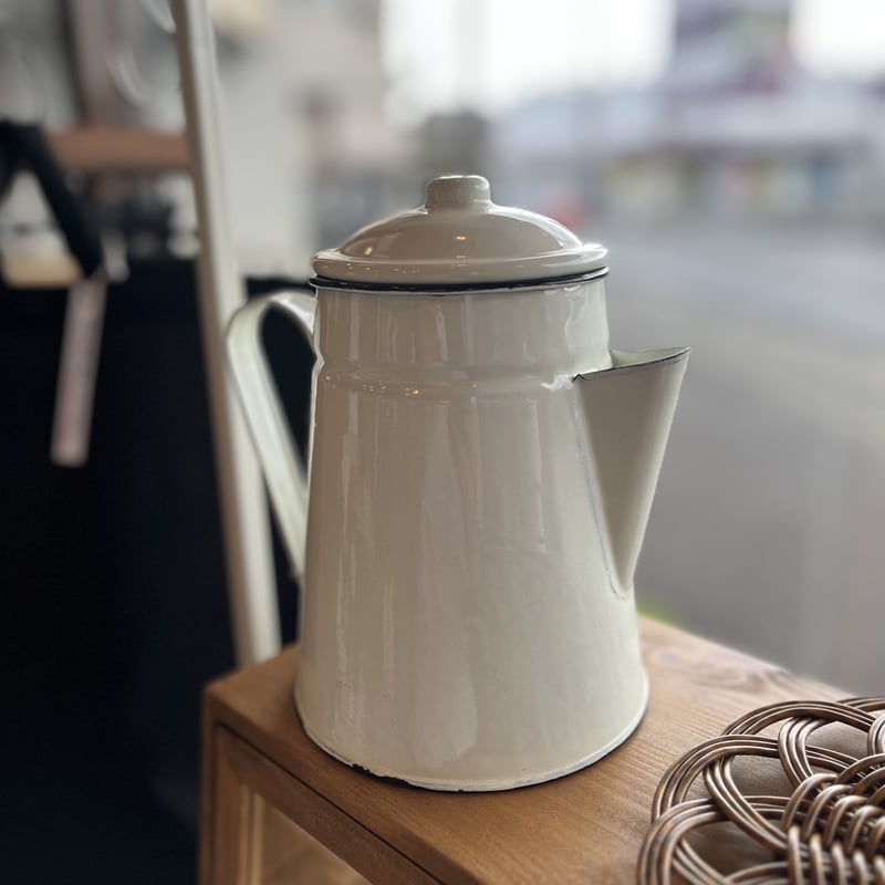 アンティーク　オフホワイト エナメル コーヒーポット アンティーク オフホワイト エナメル コーヒーポット 【公式通販】