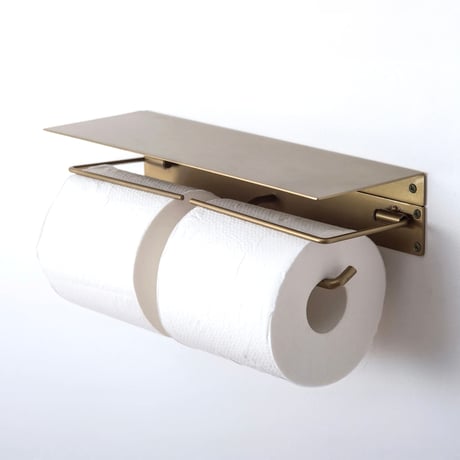 IRON stylish TOILET PAPER HOLDER W + SHELF L  / シンプルで清潔感のあるシェルフ&トイレットペーパーホルダー / ダブル