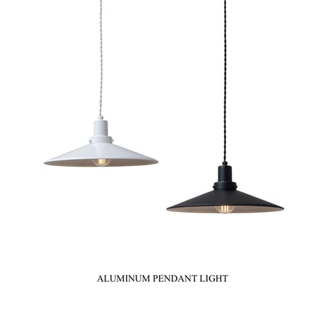 ALUMINUM SHADE PENDANT LIGHT / E26 軽くて丈夫なアルミシェードのペンダントライト / シーリングカバー付き / LED電球 選択 / WHITE , BLACK