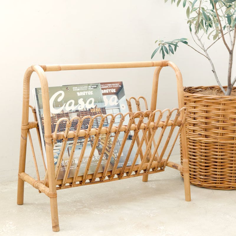 RATTAN MAGAZINE RACK / ラタンマガジンラック / 約W480×D27