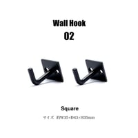 IRON WALL HOOK / スクエア 2個セット / 玄関やキッチンスペース / 洗面所でタオルを掛けたり 幅広く使えるシンプルなフック / 木ネジ付き