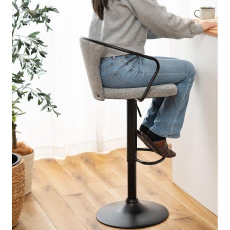 GRAY FABRIC HIGH CHAIR / 美しい曲線のフォルムのカウンターチェア / GRAY , DARK GRAY