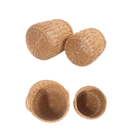 ROUND BASKET / 2 SIZE SET / 暮らしに寄り添いシーンを選ばず使えるころんとしたナチュラルバスケット収納