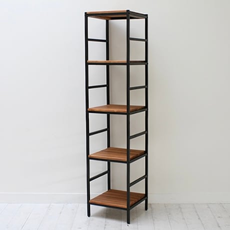 アイアン×パイン材 棚板が可動式の5段シェルフ  / 4段ラック  /  サイズ 40×40×175cm / オープンシェルフ / 棚 ラック / フリーラック / 店舗什器