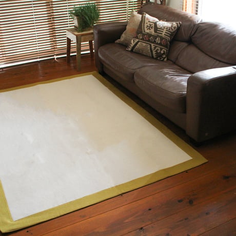Olika LINEN FRAME RUG / 140×200cm / GRAY , YELLOW , BROWN / ダイニングラグ / ソファ / ラグマット