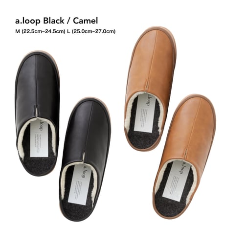 a.loop / room shoes / camel , navy , gray , black . M (22.5cm~24.5cm)  women  L (25.0cm~27.0cm)  men
